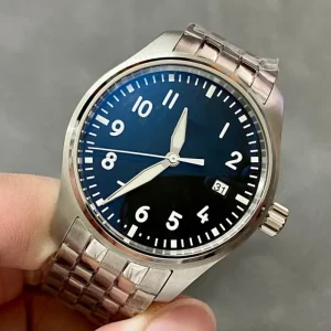 Luxury Pilot Automatic Watch 316L Steel Bracelet Sapphire Crystal Luminous Pointer Blue Water Resistant Men’s Business Sports