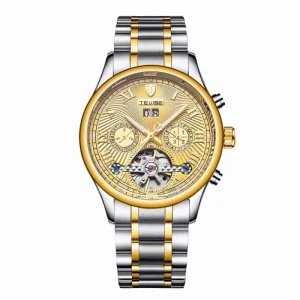 Luxury Quartz Men’s Watch with Customizable Logo, Stainless Steel Strap for Business