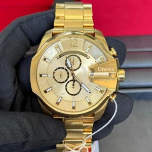 Luxury Quartz Watch For Men Double Time Zones Big Dial Stainless Steel Waterproof Sports Movement