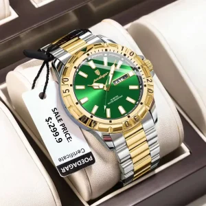 Luxury Quartz Watch for Men Stainless Steel Business Wristwatch Waterproof Luminous Date