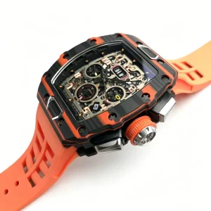 Luxury RM11-03 Sports Mechanical Watch with Power Reserve Stainless Steel and Carbon Fiber Case Rubber Strap Factory