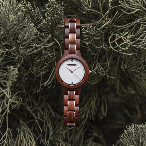 Luxury Red Sandalwood Women’s Watch Fashion Wooden Japanese Quartz Movement Wristtime Stainless Steel Business Coi