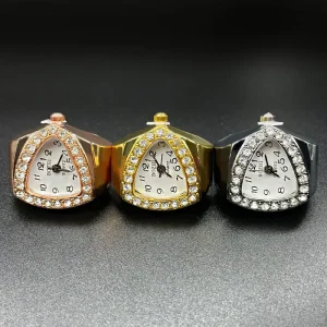 Luxury Rhinestone Rings Quartz Watches Men Women Couple Ladies Fashion Clock Relojes Ring Watch Gifts