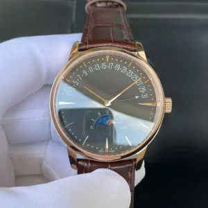 Luxury Rose Gold Stainless Steel Automatic Mechanical Watch Sapphire Crystal Genuine Leather Band Water Resistant Pointer Date