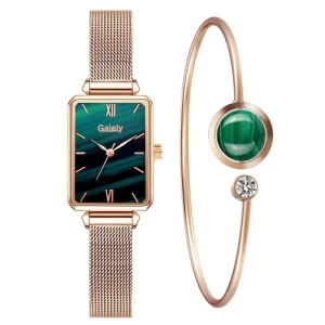 Luxury Rose Gold Women’s Stainless Steel Quartz Wrist Watch Elegant Female Clocks Square Alloy Business Style Leather Reloj