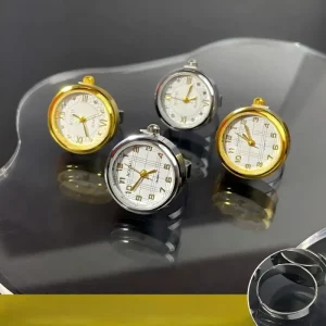 Luxury Round Ring Watch Roman Dial Finger Watch Splashproof Quartz Watch Ring Striped Face Elastic Band Steel Jewelry Gift