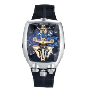 Luxury Rubber Band Mens Mechanical Watch Hollow Movement Stainless Steel Fashion Wristwatches