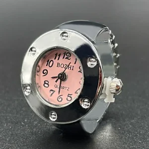 Luxury Silver Ring Watch Stainless Steel Quartz Engagement Wedding Anniversary Gift for Couples and Children 5 Colors Dial