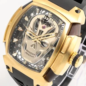 Luxury Skeleton Automatic Mechanical Sport Watch for Men with Glass Dial Stainless Steel Case