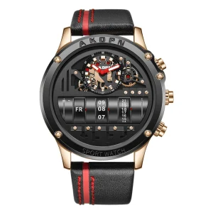 Luxury Skeleton Automatic Tonneau Water Resistant Pointer Chronograph Unisex Carbon Case Rubber Strap Yellow Sport Fashion Watch