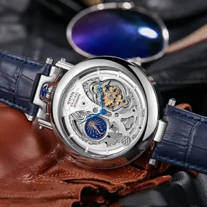 Luxury Skeleton Mechanical Watch Transparent Back Tourbillon Automatic Mechanical Mens WristWatch Self-Winding