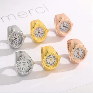 Luxury Snake Ring Watch Engagement Wedding Clear Number Dial Creative Quartz Watch Finger Gold Silver Rose Gold Elastic Band
