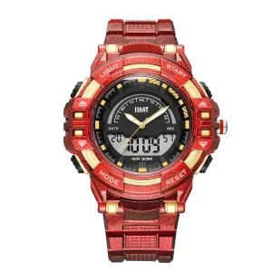 Luxury Sport Digital Analog Dual Time Watch for Men Custom Pattern Waterproof with Sport Calendars and Alarm Feature