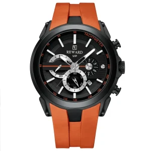 Luxury Sports Watch with Quartz Movement Alloy Case 42mm Dial 22mm Band Silicone Strap Water Resistance Chronograph