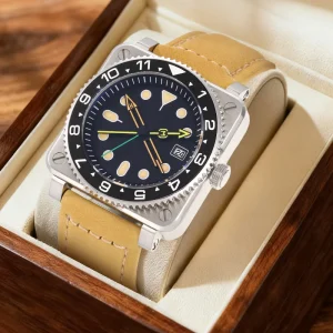 Luxury Square Glass Pointer Watch See Caseback Automatic Mechanical Movement High Quality Waterproof Brown Double Layer Genuine