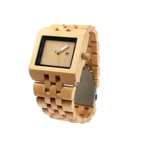 Luxury Square Wooden Wrist Watch Multi function Japanese Quartz Movement Watches