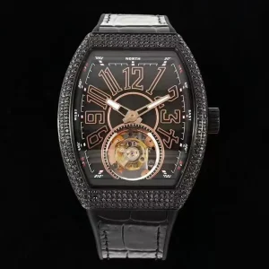 Luxury Stainless Steel Barrel-Shaped Diamond Hollow Tourbillon Diver Luminous Men’s Sports Automatic Mechanical Watch ETA
