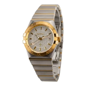 Luxury Stainless Steel Case Band Metal Watch for Ladies Mechanical Gift Wristband Glass Dial Window Pointer Display