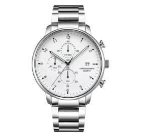 Luxury Stainless Steel Classic Men’s Watch Sports Quartz Chronograph Watch