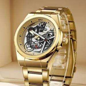 Luxury Stainless Steel Personalized Analog Luminous Waterproof Skeleton Quartz Wrist Watch for Men Wristwatches