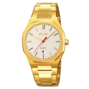 Luxury Stainless Steel Quartz Watch Date Window Waterproof Men Wristwatch Business Wear