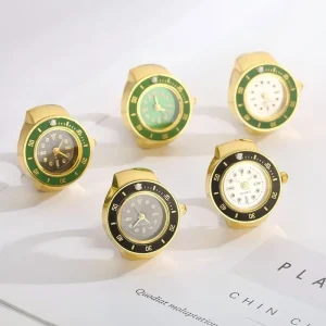 Luxury Stainless Steel Ring Watch Gradient Dial Diver Quartz Three Colors Elastic Band Wedding Gift Jewelry