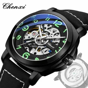 Luxury Stainless Steel Watch Open Faced Design Tourbillon Mechanical Watch 20mm Water Resistant
