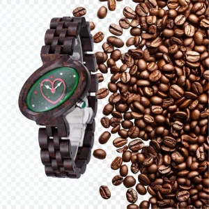 Luxury Stainless Steel Wooden Coffee Women’s Watch Quartz Movement 36mm Pointer Dial 10mm Thickness Charm Style Fashion