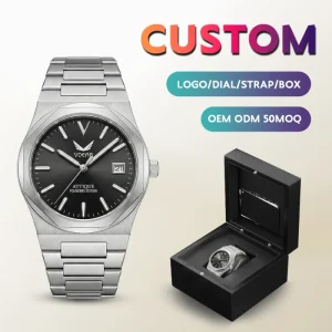 Luxury Stainless Steel Wristwatch Chronograph with Luminous Hands and Digital Display Movement Waterproof Quartz Watch for Mens