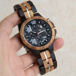 Luxury Style Men’s Wood Watch Multi function Wooden Chronograph Watch