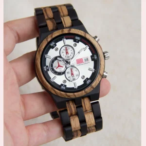 Luxury Style Men’s Wooden Watch Handmade Wooden Chronograph Watch