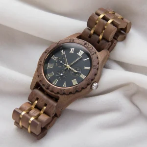 Luxury Style Wooden Watch for Men Multi function Walnut Wood Quartz