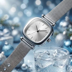 Luxury Tonneau Quartz Watch 43mm Sapphire Crystal Waterproof Stainless Steel Mesh Band Fashion Casual