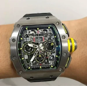 Luxury Top-Grade Grade5 Titanium Barrel Case Flyback Chronograph Men’s Mechanical Watch with 55H Power Reserve Skeleton Movement