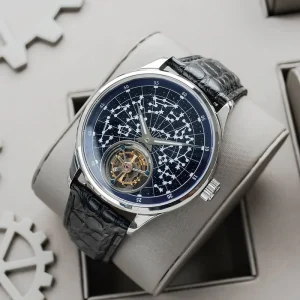 Luxury Tourbillon ST8230 Hand Winding Mechanical Blue Sandstone Constellatory Starry Sky Dial Watch