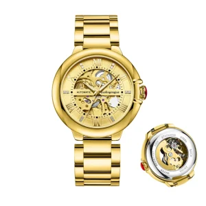 Luxury Trendy Men Skeleton Mechanical Watch Sapphire Crystal Waterproof Wristwatch for Daily Casual Use