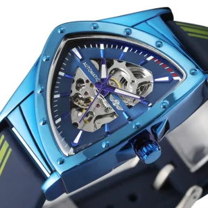Luxury Triangle Men Silica Gel Strap Skeleton Automatic Watch