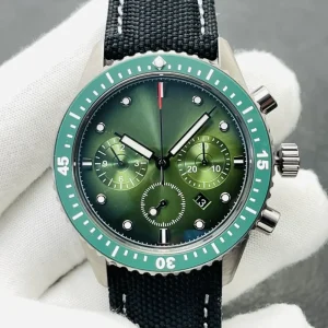 Luxury Ultra green Gradient Dial White Hands Mechanical Movement Ceramic Case Men’s Watch with Flyback Chronograph Function