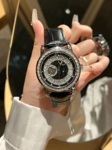 Luxury Unisex Chronograph Watch Stainless Steel Case Black Dial Luminous Pointer Hip Hop Water Resistant Wristwatch