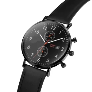 Luxury Unisex Quartz Chronograph Watches with Citizen Movement Wrist Leather Strap Water Resistant Charm Style for Men