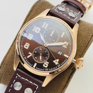 Luxury Vintage Men’s Watch White Dial Gold Accents Dual Chronograph Leather Strap Water Resistant Automatic Watch