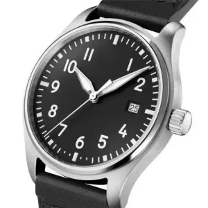 Luxury Vintage Tonneau Pilot Automatic Watch Luminous Hands Date Function Sport Leather Strap Waterproof Unisex Everyday Fashion