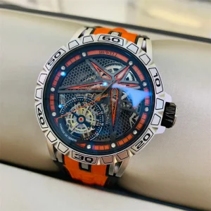 Luxury Watch Automatic Luminous Fashion Golden Mechanical Hollow Men’s WristWatch Waterproof Perspective Watch