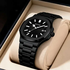 Luxury Watch for Men Fashion Gold Watches Stainless Steel Waterproof Luminous Date Week Display Men’s Quartz Watch