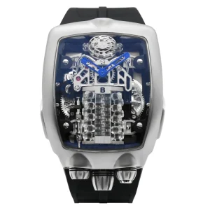 Luxury Watch for Men Stainless Steel Skeleton Case with Silicone Band Japanese Automatic Movement