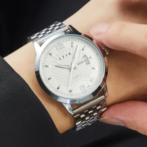 Luxury Watch for Men Steel Strip Quartz 40mm Large Dial with Date Business Dress Wristwatch
