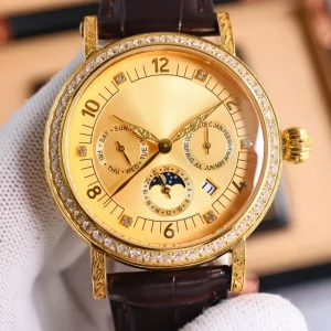 Luxury Watches Engraved Dials Calendar Display for Men Mechanical Wristwatches