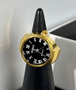 Luxury Wedding Party Ring Watch Rhinestone Dial Sparkly Quartz Roman Face Elastic Band Gold Plated Steel Unisex Jewelry Gift