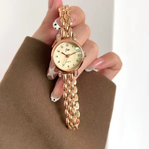 Luxury Women’s Alloy Quartz Watch with Glass Dial and Pointer Display Alloy Strap Exquisite Design and High Cost Performance