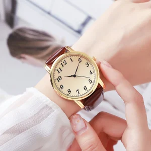 Luxury Women’s Gold Tonneau Watch with Large Arabic Numerals Silicone Strap Casual Analog Wristwatch for Daily Wear